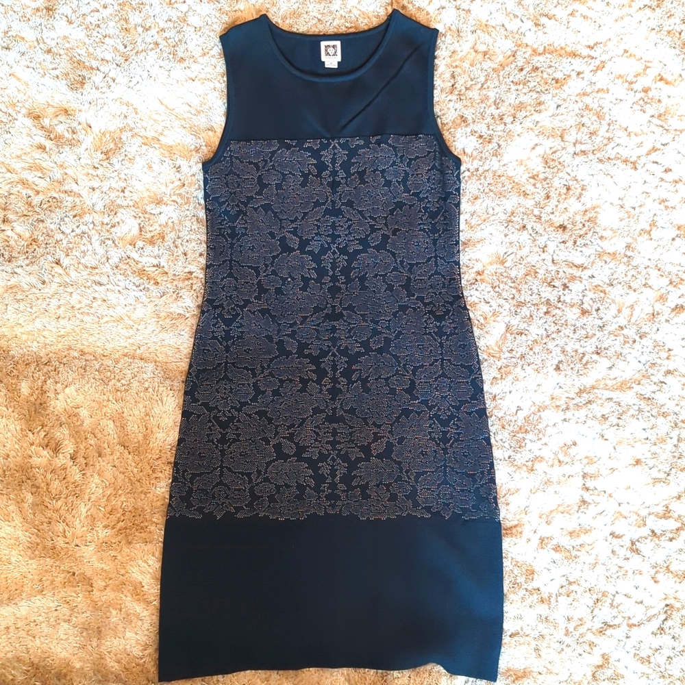 NWOT Anne Klein Navy Blue knit sleeveless dress